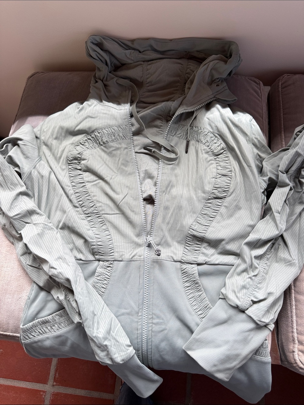 lululemon athletica Light Gray Hooded Zip-Up Jacket